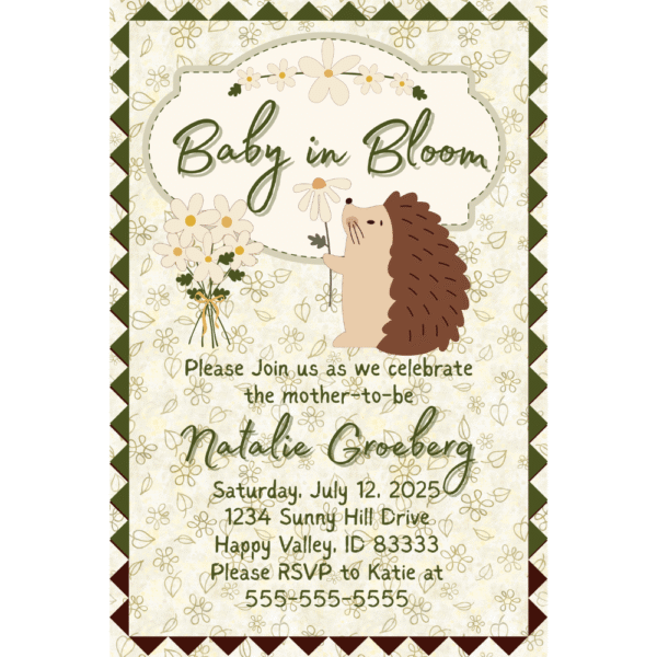 Baby in Bloom 5 x 7 Customizable Baby Shower Invitation Digital Download