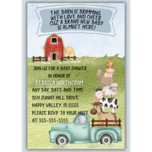 Barn is Brimming 5 x 7 Customizable Baby Shower Invitation Digital Download