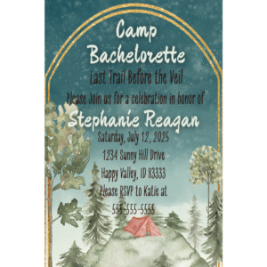 Camp Bachelorette 5 x 7 Customizable Party Invitation Digital Download
