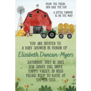 Little Farmer 5 x 7 Customizable Baby Shower Invite Digital Download