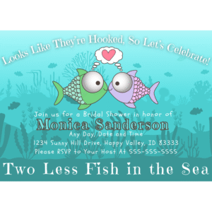 Two Less Fish 5 x 7 Customizable Bridal Shower Invitation Digital Download