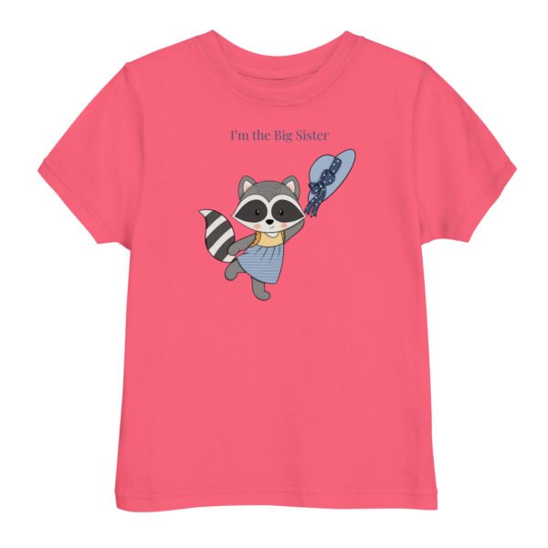 Raccoon Big Sister Toddler jersey t-shirt - Image 2