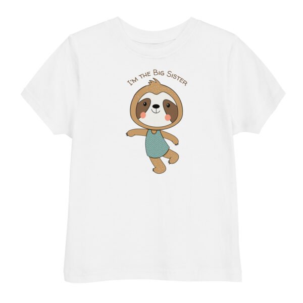 Sloth Big Sister Toddler jersey t-shirt - Image 3