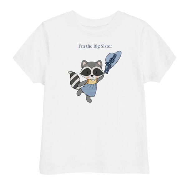 Raccoon Big Sister Toddler jersey t-shirt - Image 3