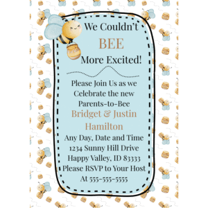 Couldn't BEE More Excited Baby Shower Customizable 5 x 7 Invitation Digital Download
