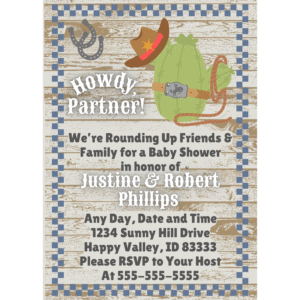 Howdy Partner Baby Shower Customizable 5 x 7 Invitation Digital Download
