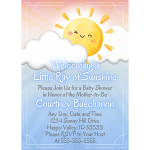 Little Ray of Sunshine Baby Shower Customizable 5 x 7 Invitation Digital Download