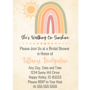 Walking On Sunshine Bridal Shower Customizable 5 x 7 Invitation Digital Download